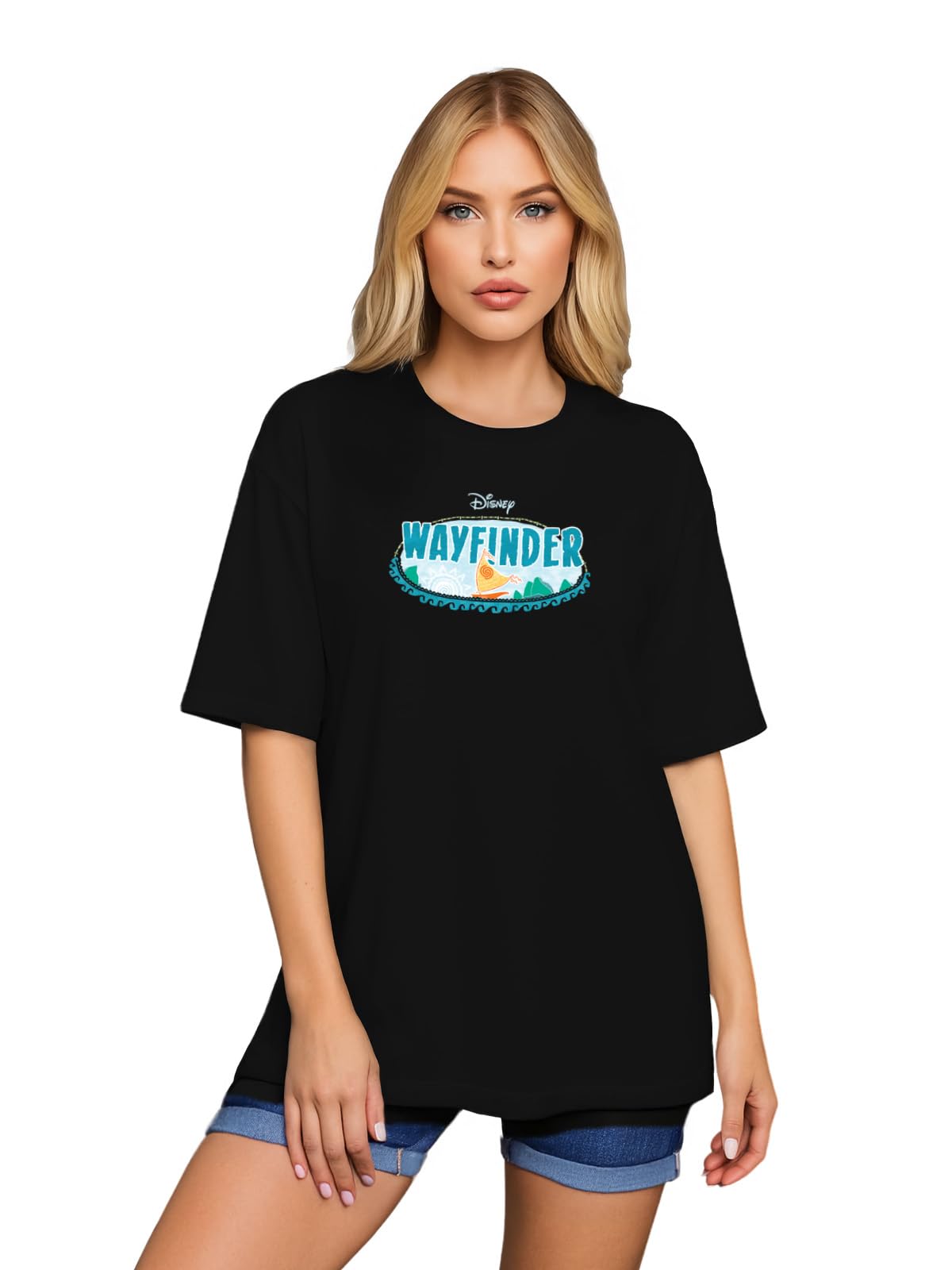 Juneberry 100% Pure Cotton Oversized Baggy Fit Official Disney Merchandise Cool & Goofy Graphic Printed T-Shirt For Women (Os_Ds