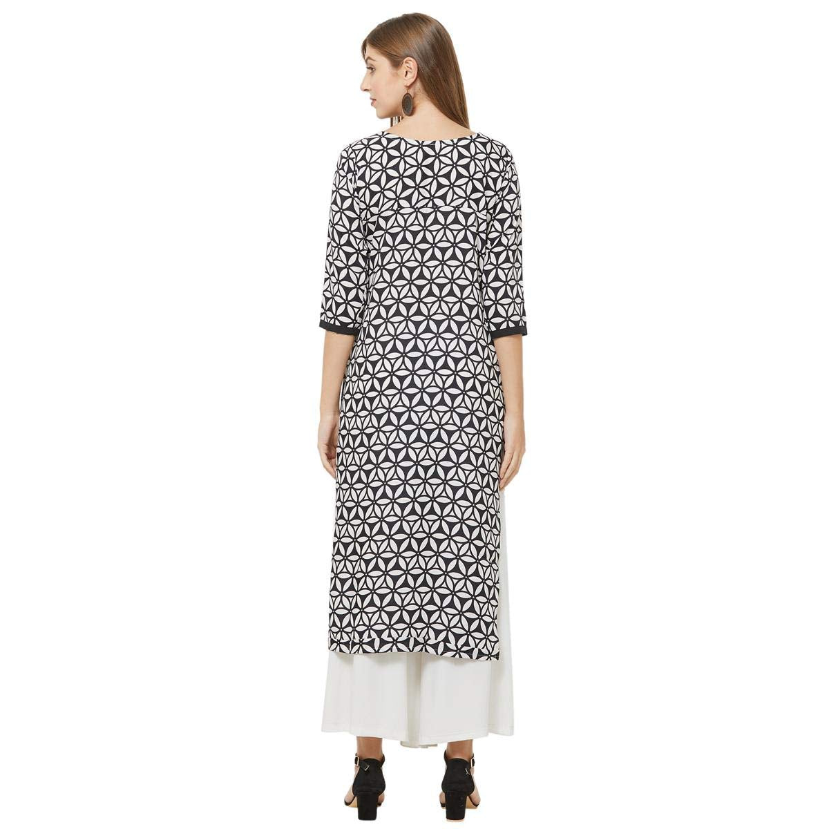 ANNI DESIGNER Women's Multi-Coloured Crepe Straight Calf Length Ethnic Printed Kurti(Pack of 2)(KURTI-COMBO-204_S_1-Multi-Colour