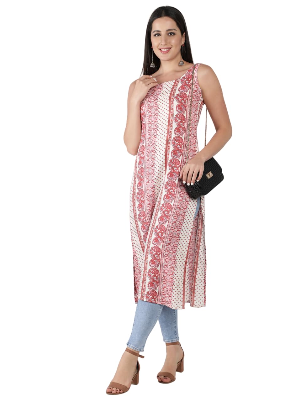 PATLANI Womens Crepe Full Stitched Kurti. White