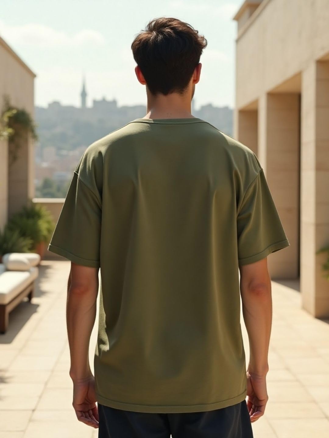 Nobero MenS Solid Oversized Fit T-Shirt (1M-Twts-R0039_Olive Green