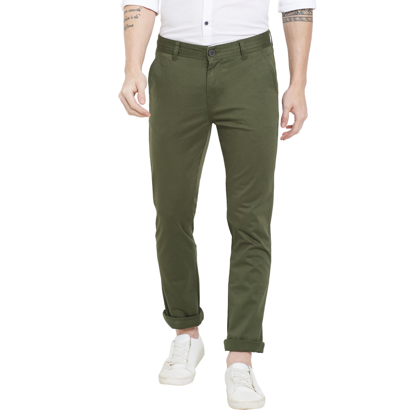 Pepe Jeans MenS Mid Rise Slim Fit Pants Olive