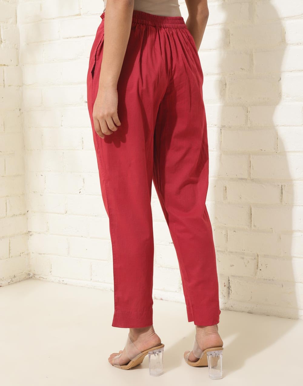 Fabindia WomenS Regular Casual Pants (2124217Maroon_Maroon