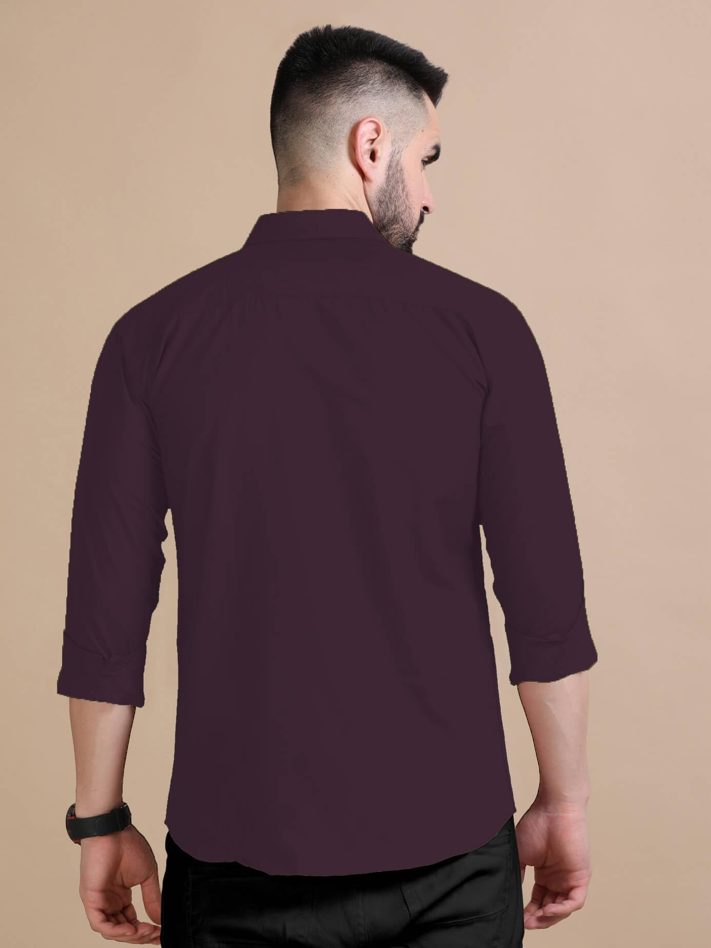 Rebelify MenS Double Pocket Shirt Classic Casual Cotton Blend With Adjustable Cuffs Purple