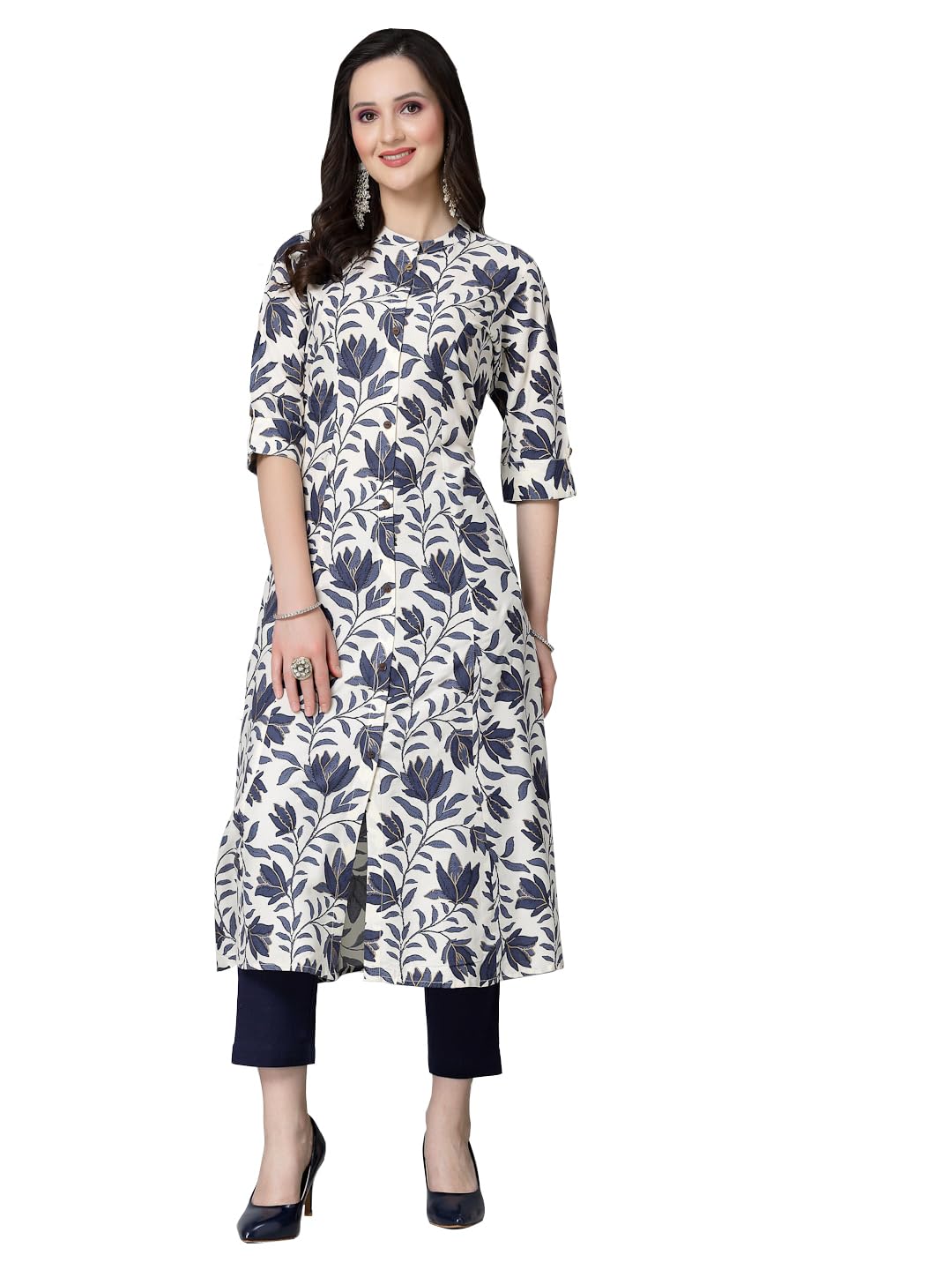 Stylum WomenS Floral Printed Rayon A-Line Kurta (Gaaziblue42_Blue, Xl)