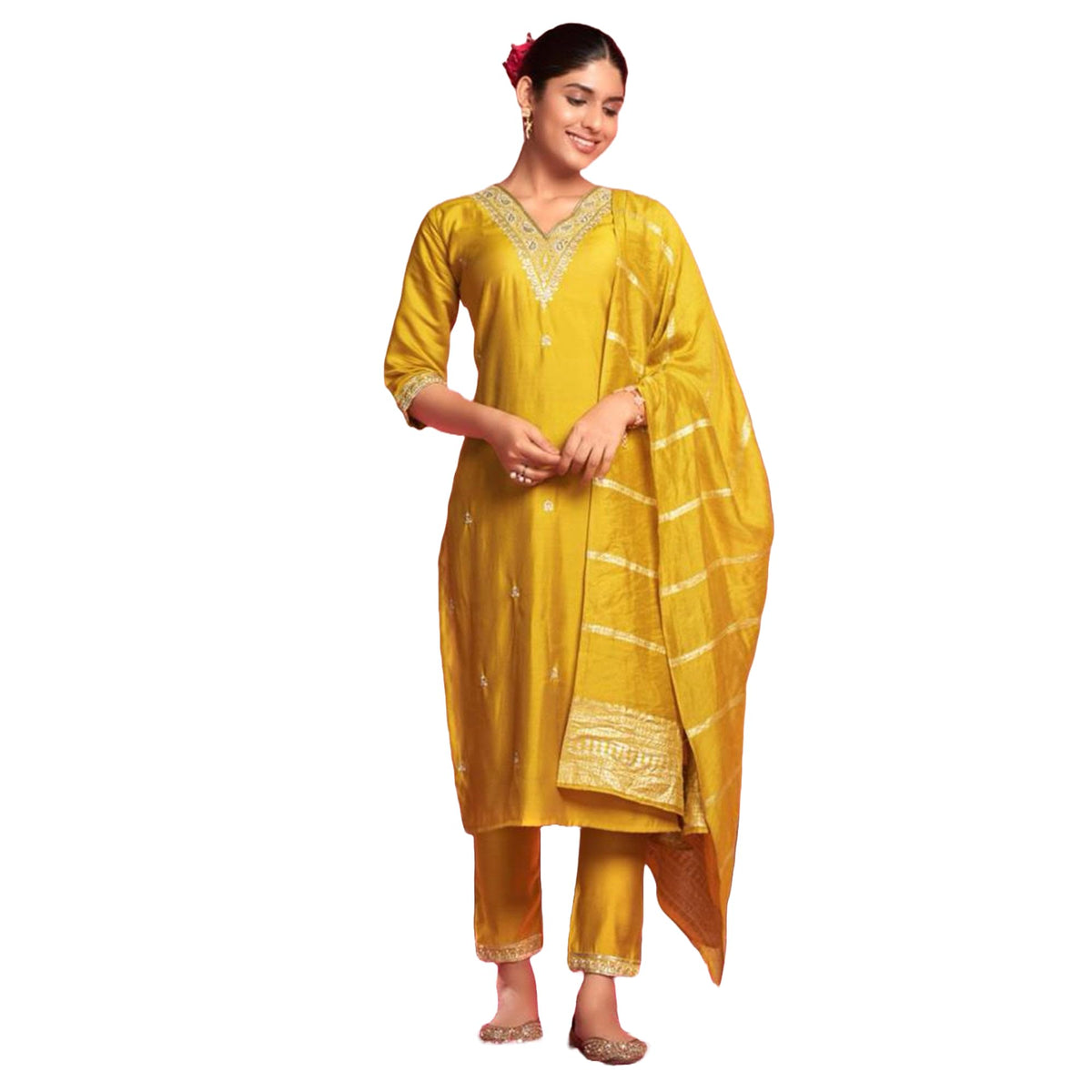 Lookmark WomenS Pure Cotton Straight Kurta Set Pant Dupatta Set With Elegant Embroidery-Perfect For Every Occasion (Az-Lm-Og-Ks