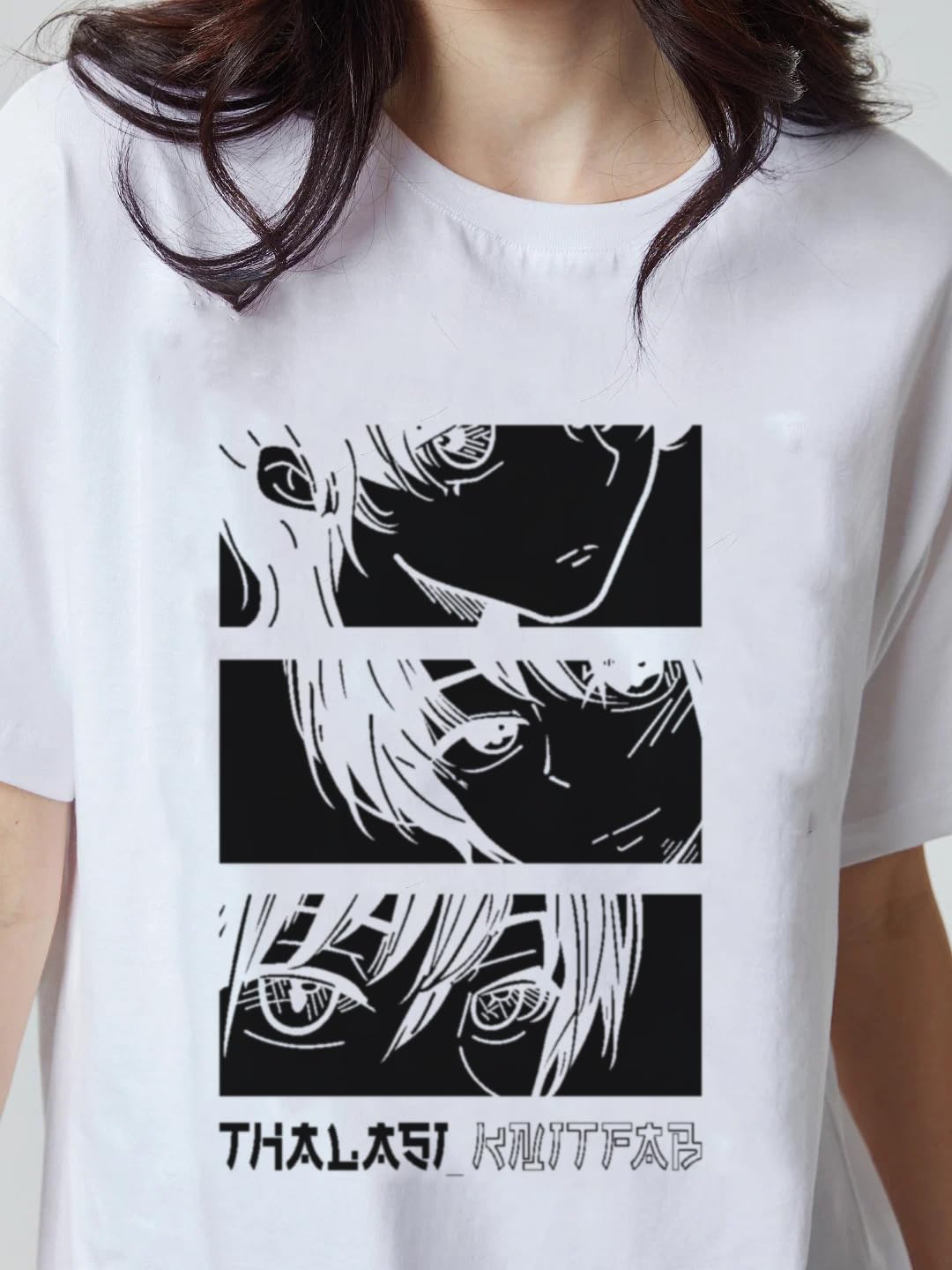Thalasi WomenS Cartoon Oversized Fit T-Shirt (Wts_615_Anime_White