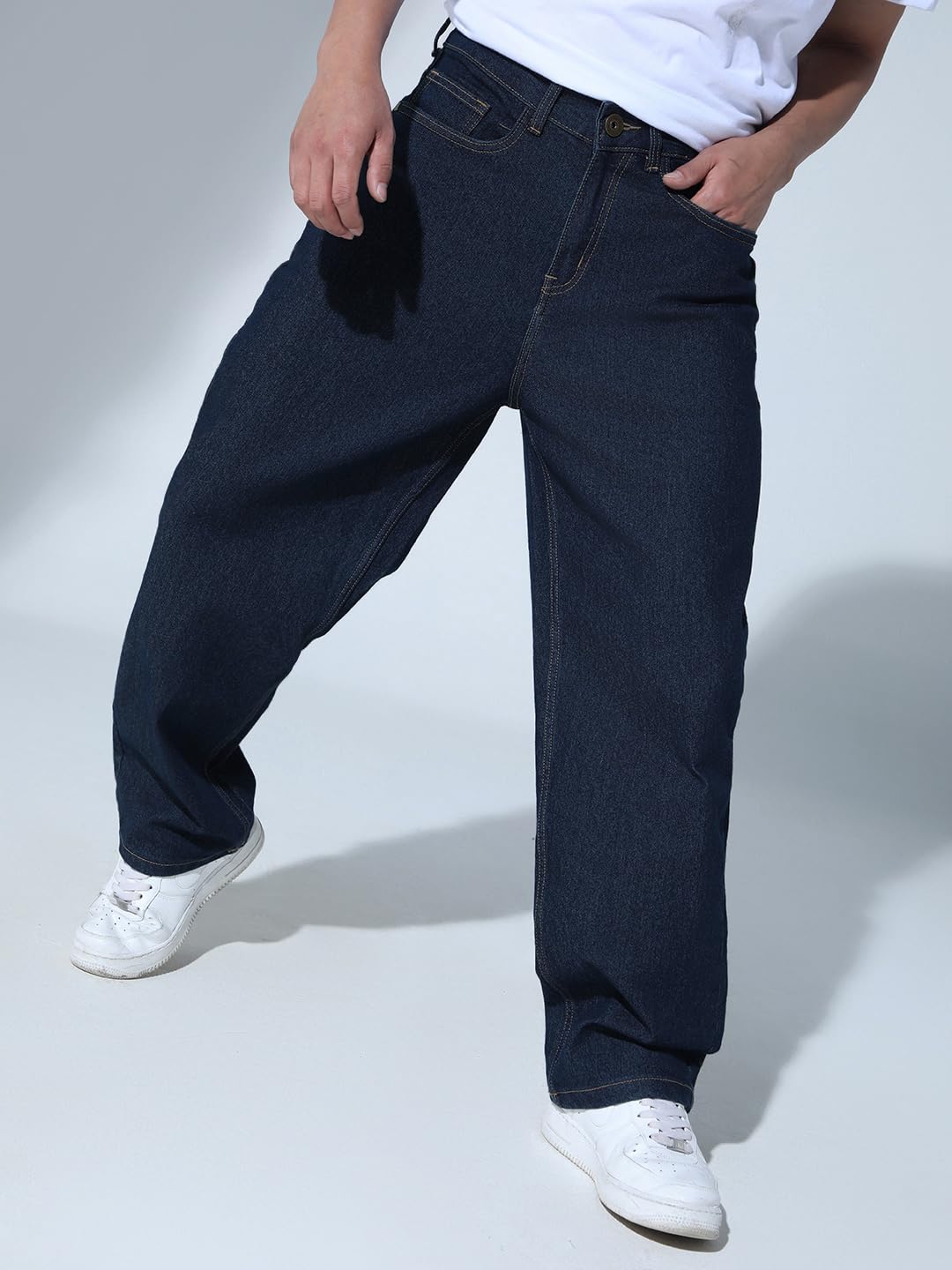 Hubberholme Men Blue Cotton Relaxed Fit Mid-Rise Jeans
