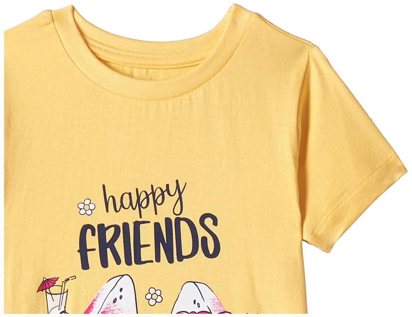 T2F Girls Cotton Printed Regular Fit Casual Dress Yellow
