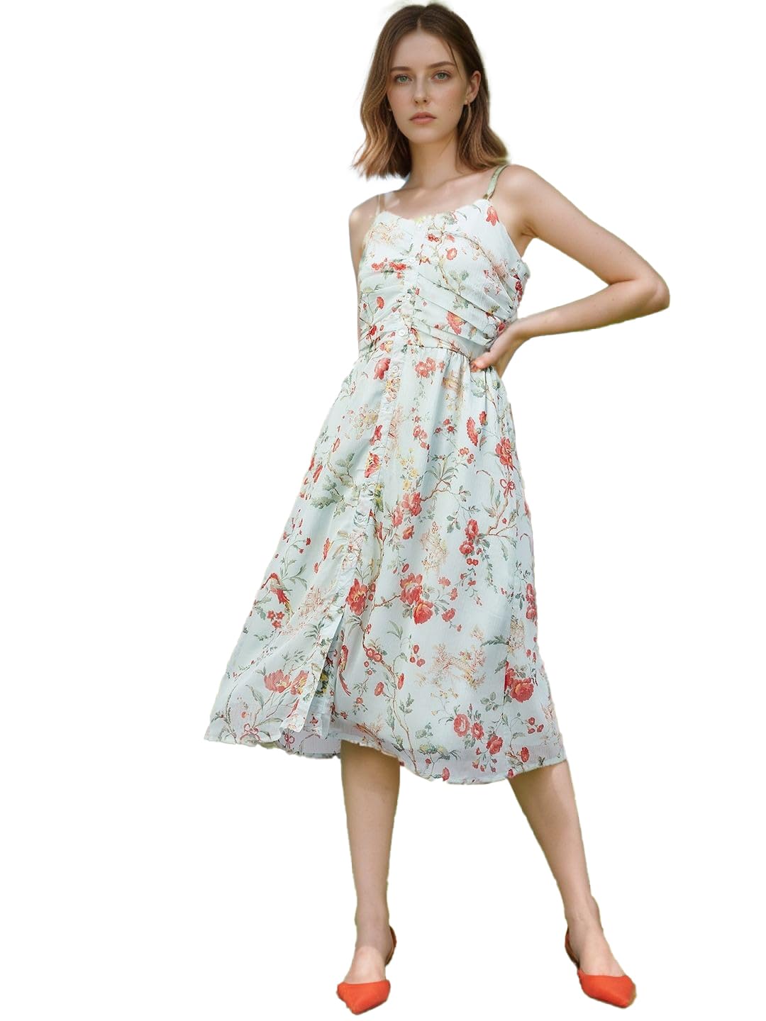 Rare WomenS Polyester Fit And Flare Midi Dress (Ep659Cl_Sea Green
