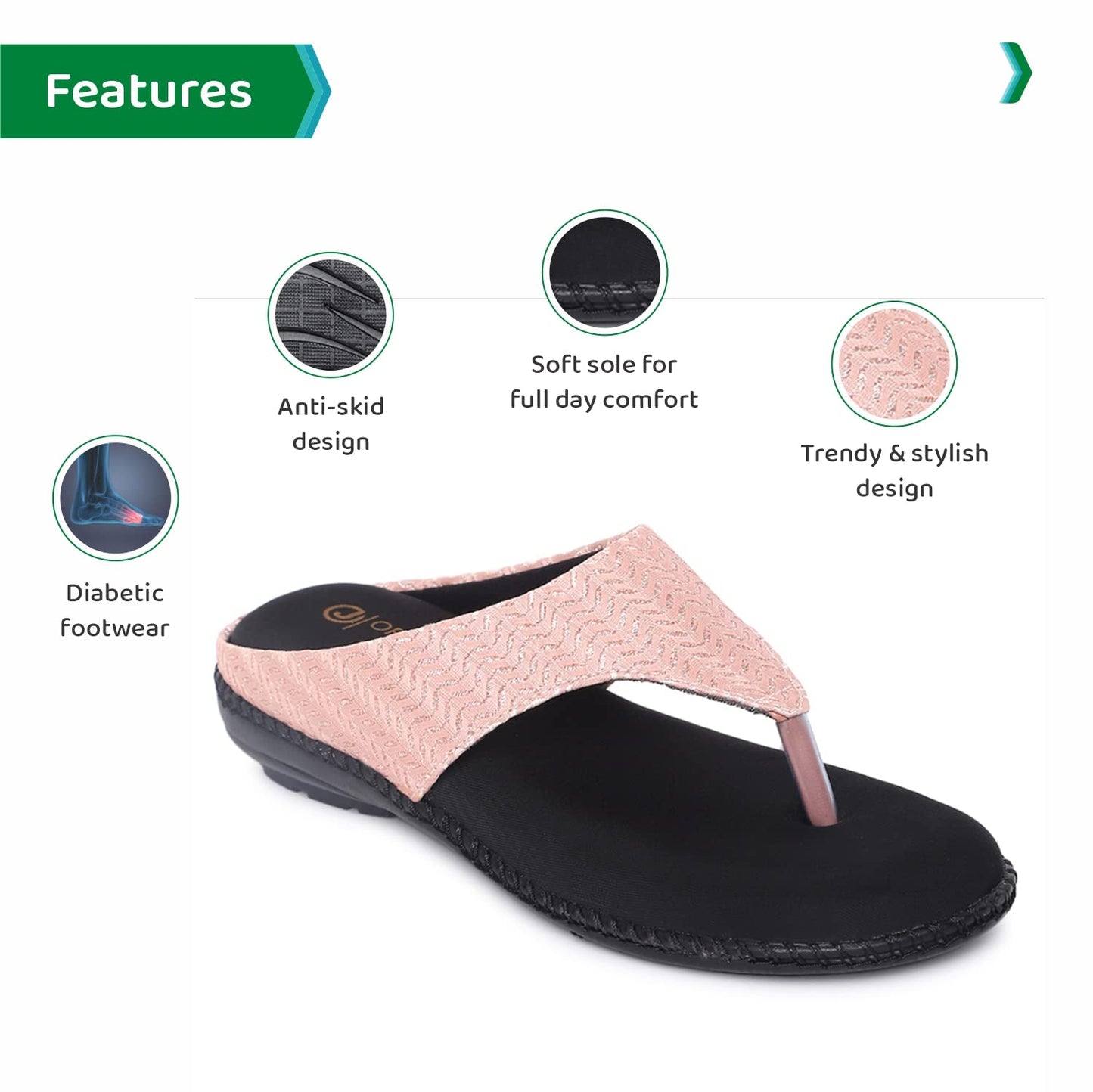 Ortho Joy Extra-Soft Doctor Slippers For Women (Pink)