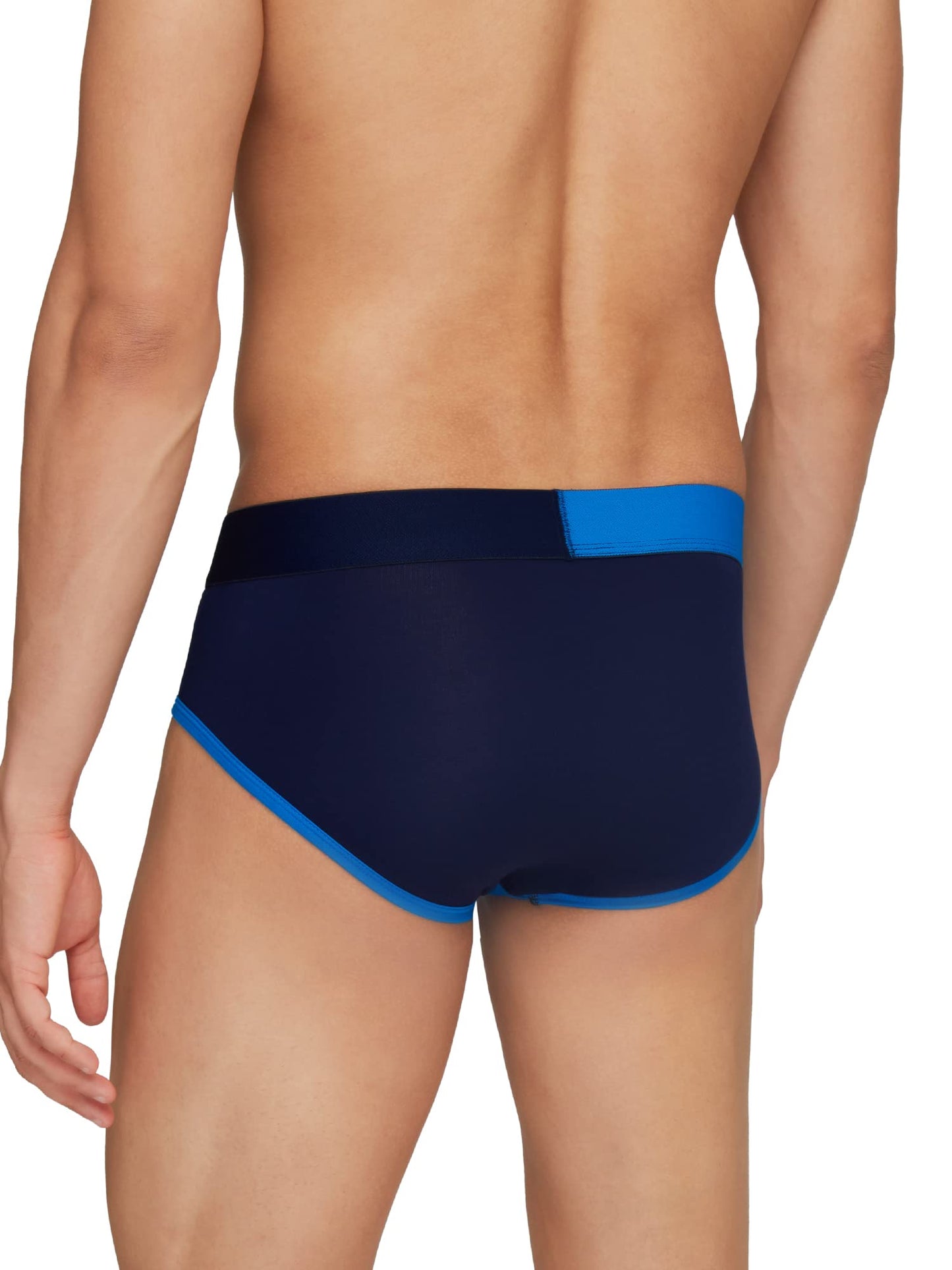 XYXX Mens Underwear Dualist IntelliSoft Antimicrobial Micro Modal Brief Pack of 2 (Brilliant Blue & Black Iris;Lime Punch & Bla