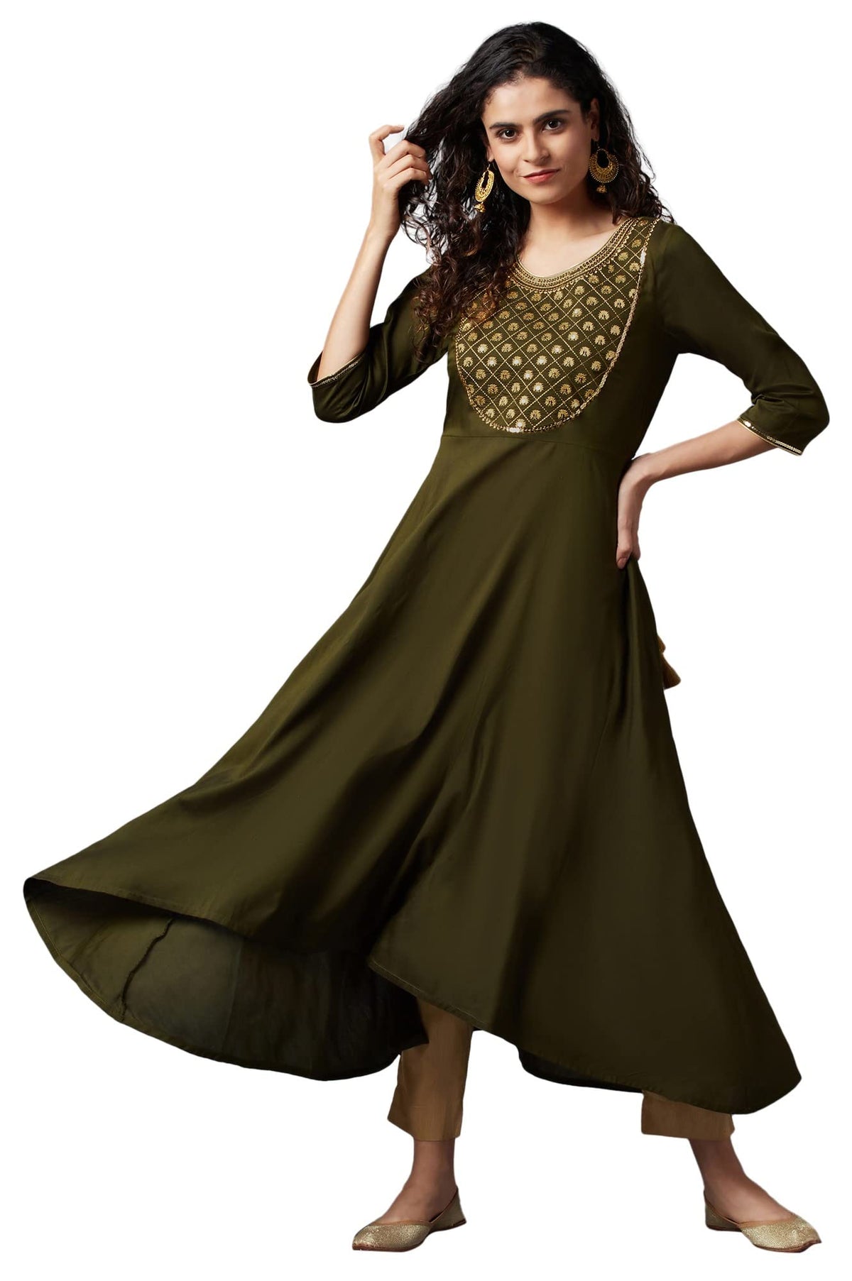 Aurelia WomenS Viscose Solid Loose Kurta (22Fea13188-703039_Green_2Xl)