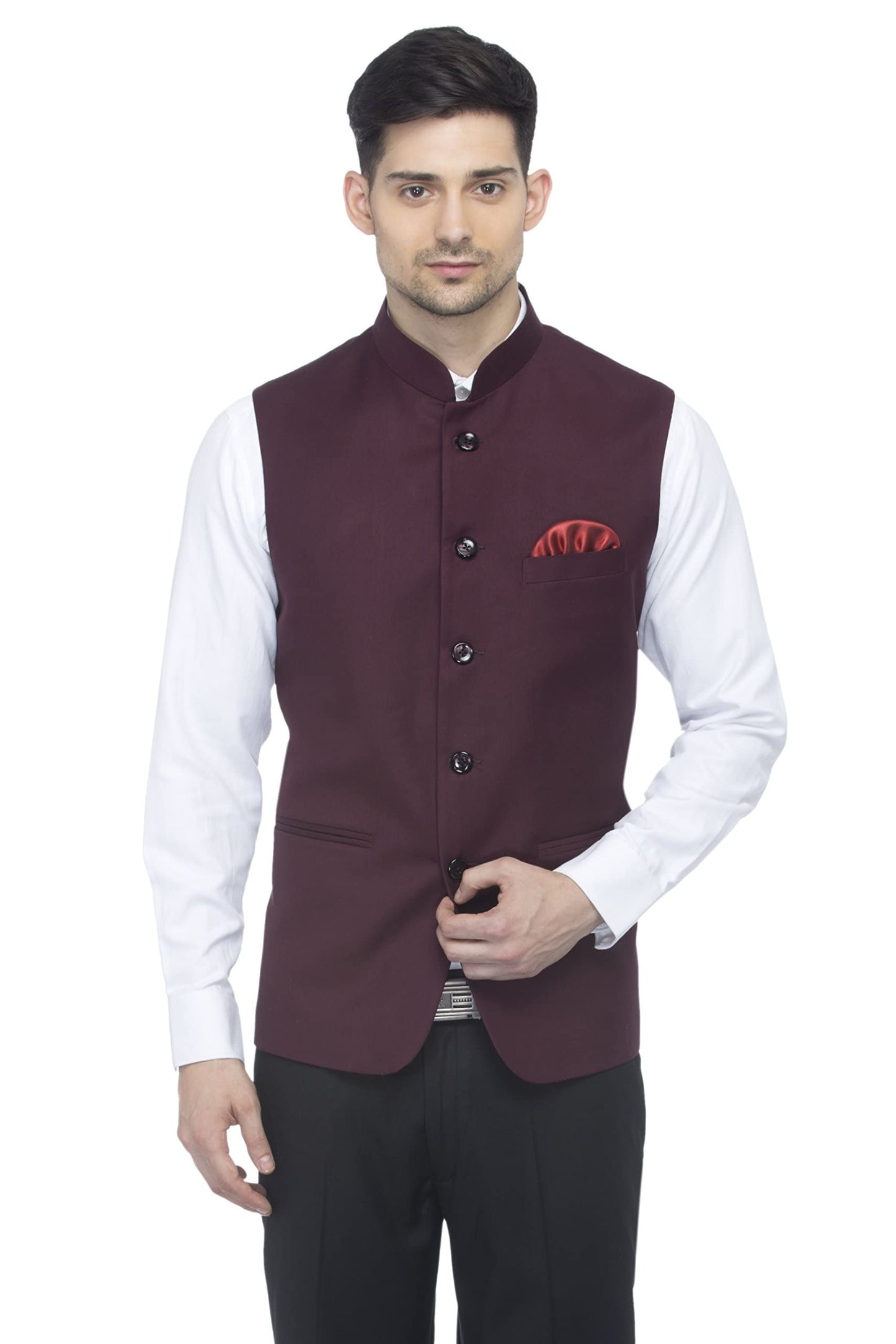 Favoroski Bandhgala Sleeveless Jackets Ethnic MenS Wear Waistcoat (Chocolate)