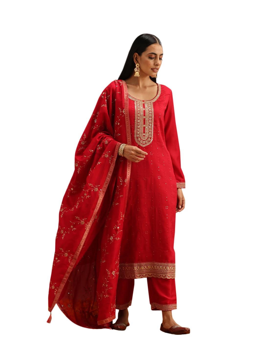 Libas WomenS Silk Blend Kurta Sets (38091O_Pink