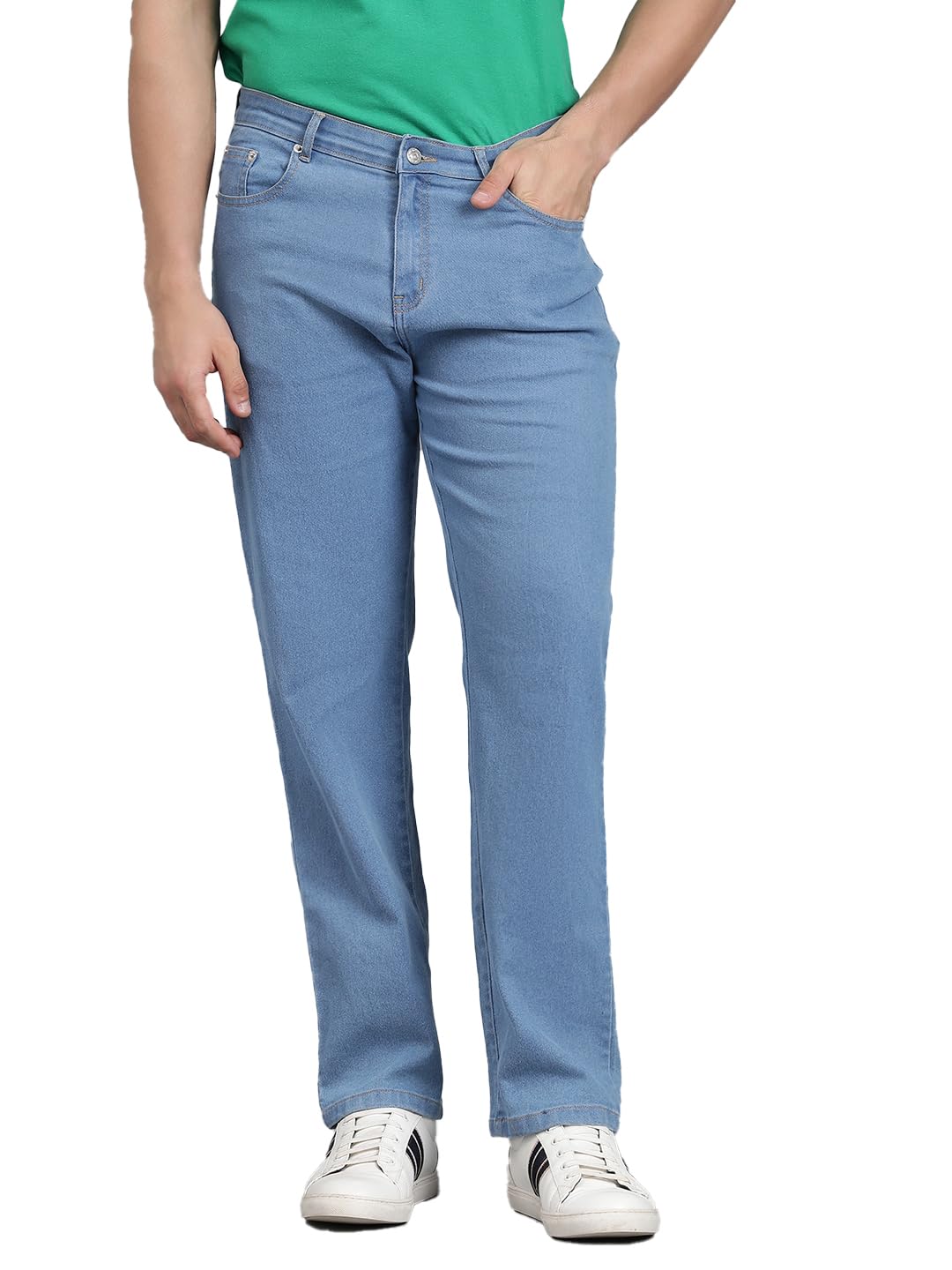 Kotty MenS Mid Rise Solid Jeans Baby Blue