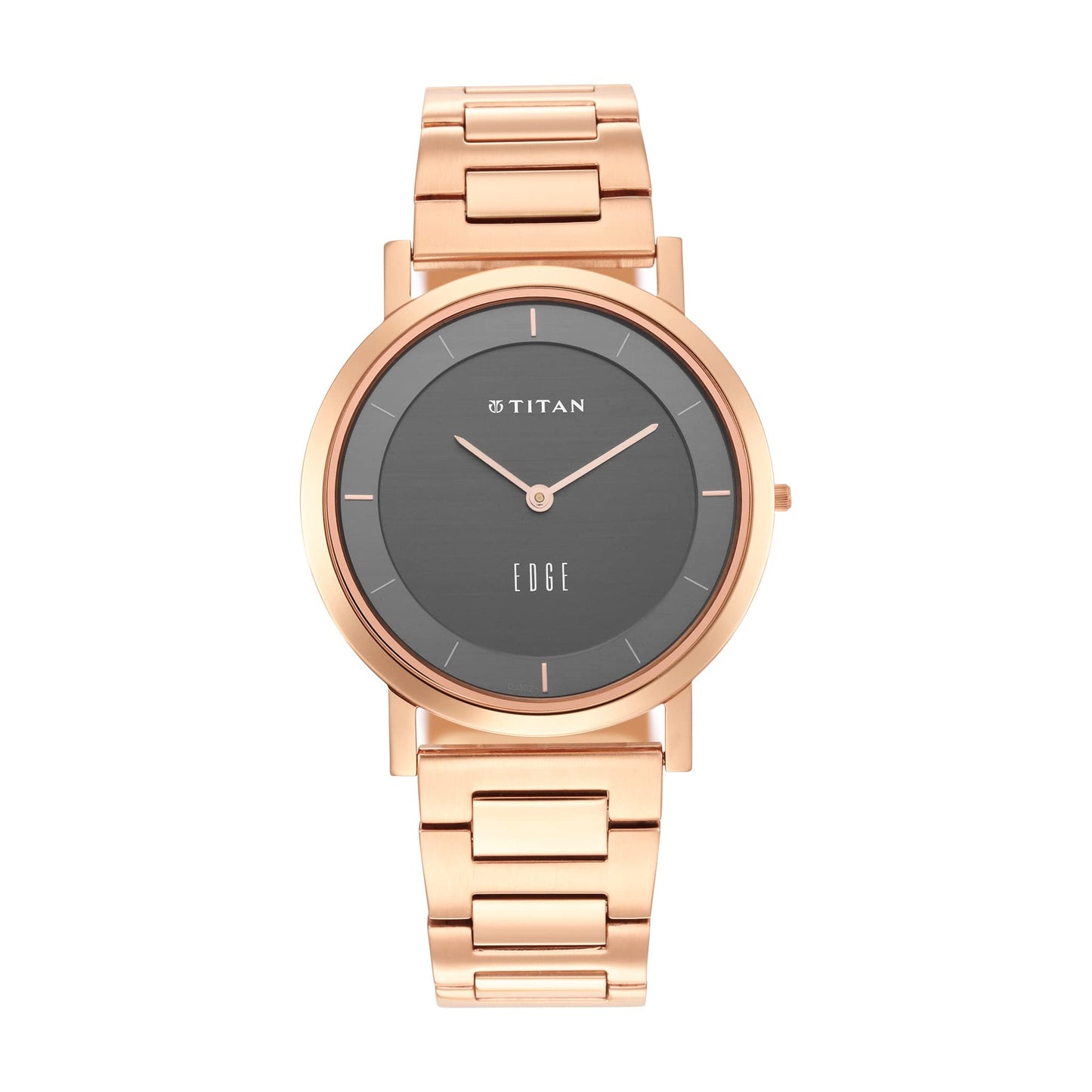 Titan Edge Anthracite Dial Rose Gold Strap Watch 1595Wm01