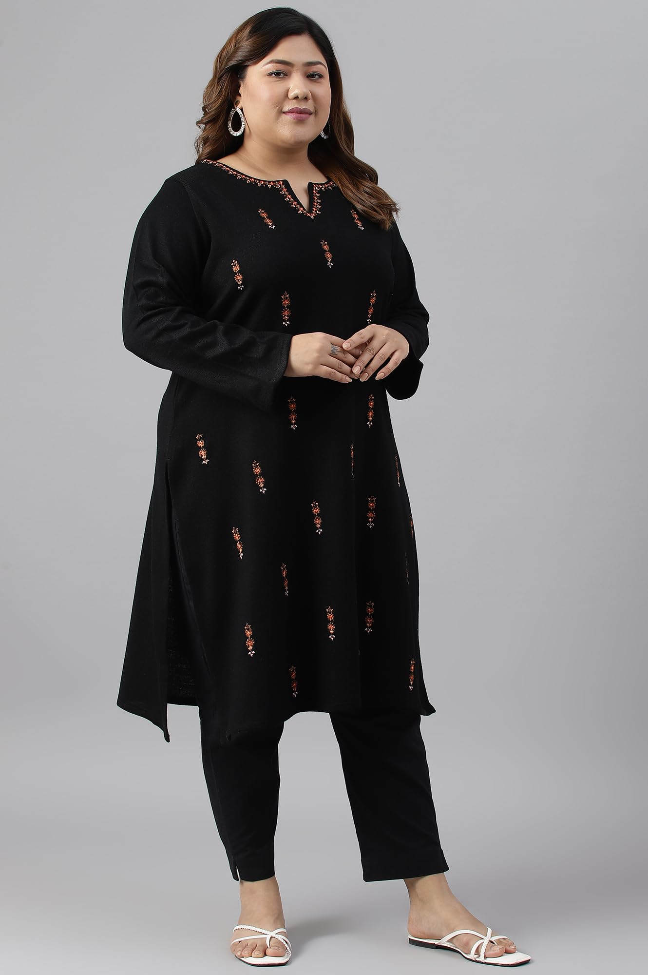 W for Woman for Women Acrylic Embroidered Winter Kurta