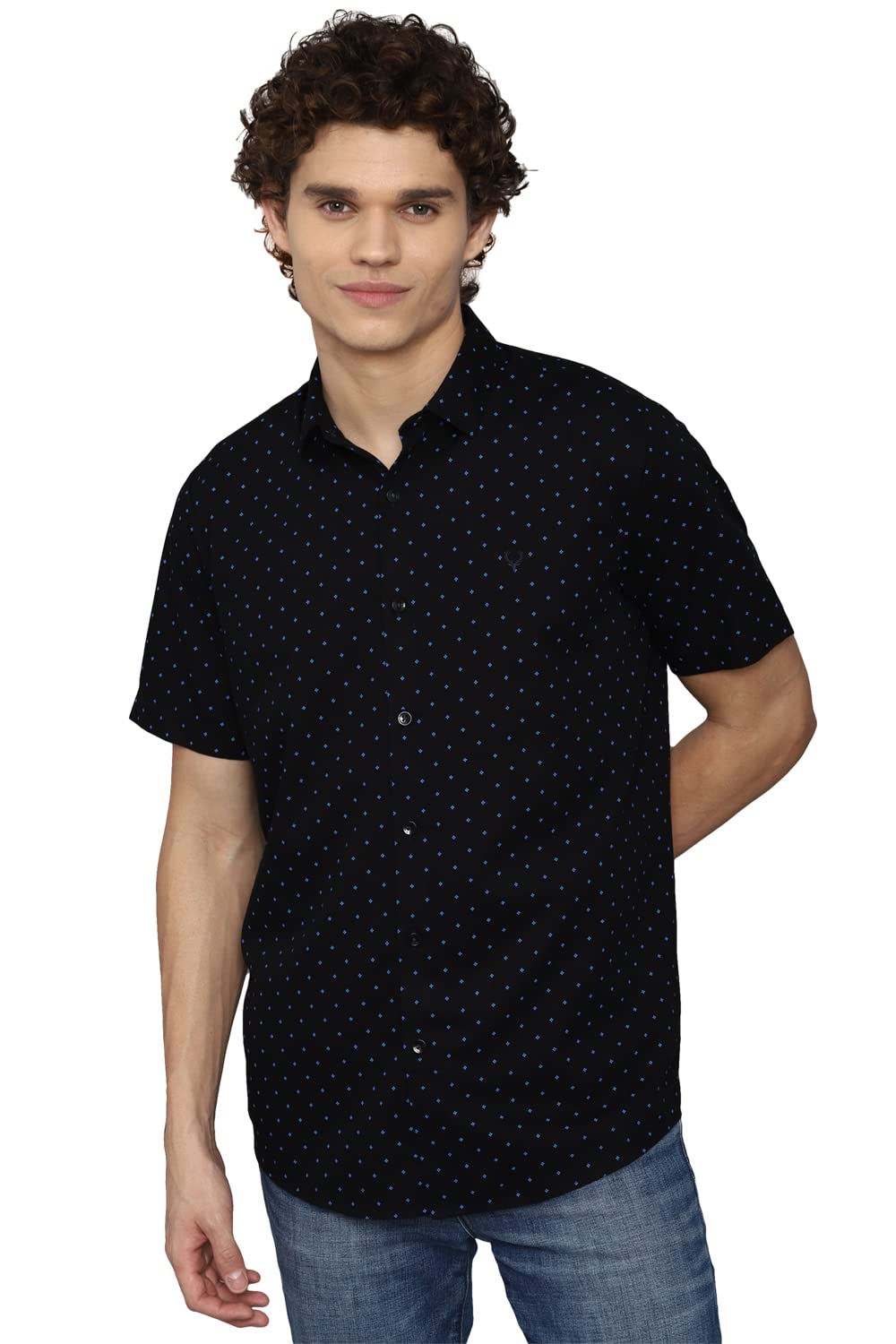 Allen Solly Men Slim Fit Printed Casual Short Sleeve Shirt