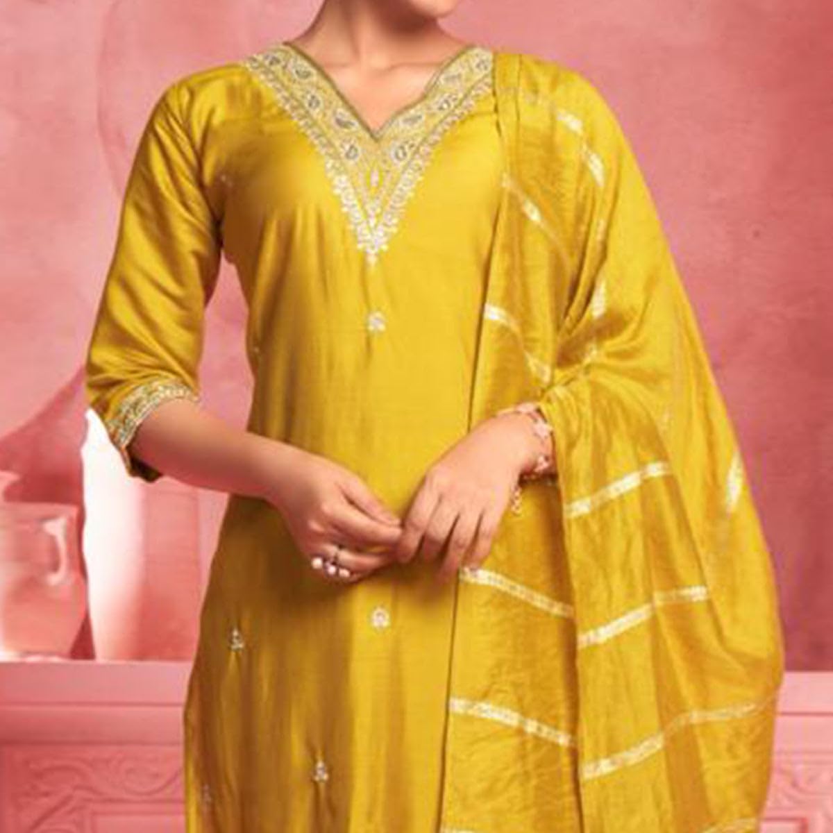 Lookmark WomenS Pure Cotton Straight Kurta Set Pant Dupatta Set With Elegant Embroidery-Perfect For Every Occasion (Az-Lm-Og-Ks