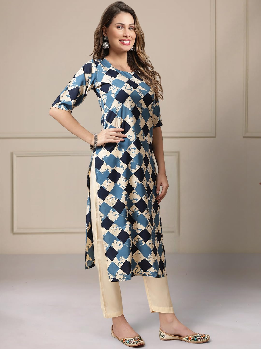 Tee Projekt Printed Crepe Kurti & Pant Set For Women Festival Wear Stylish Kurta Set