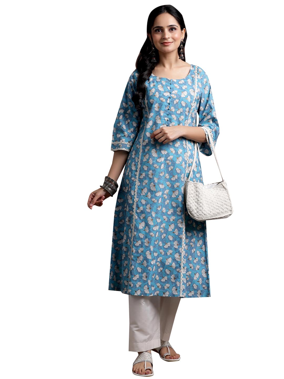Libas WomenS Cotton Printed A-Line Kurta (29014R Blue