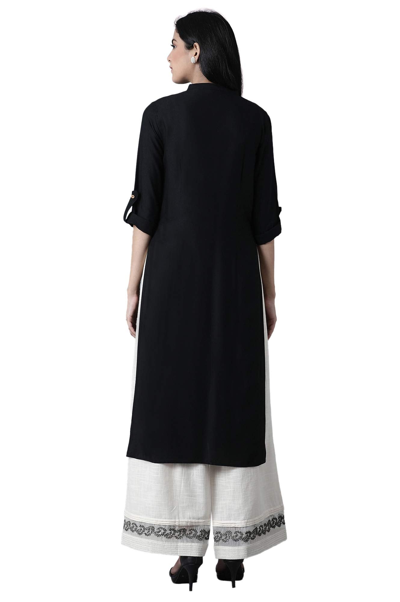 W for Woman Women's Viscose Regular Fit Embroidered and Printed Shirt Kurta