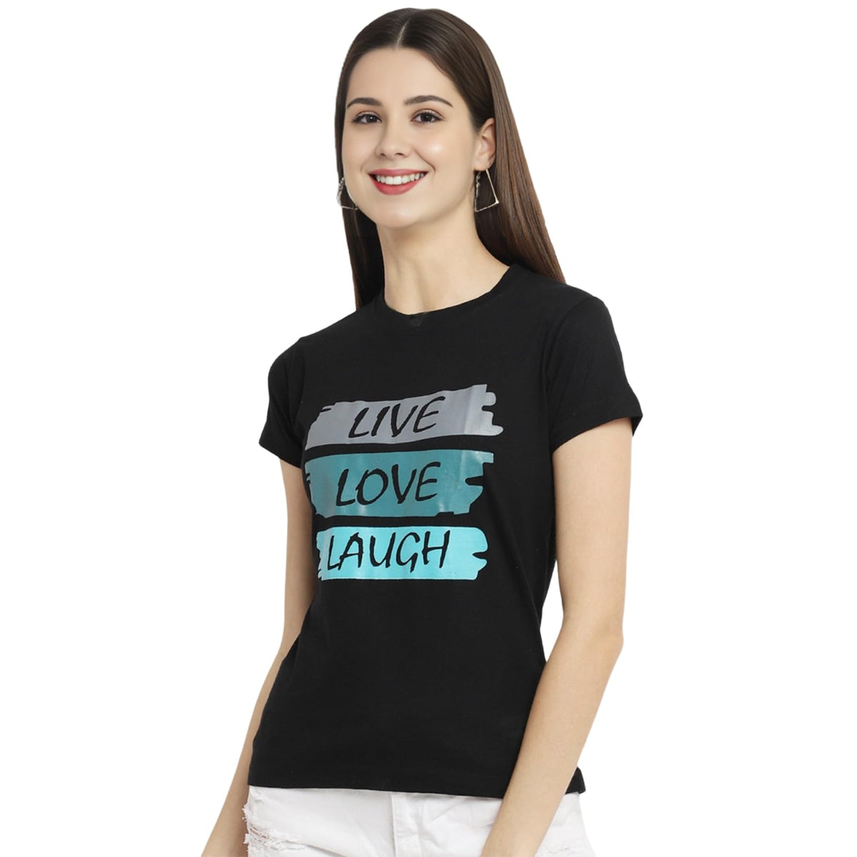 Preneum Womens Cotton Regular Fit Trendy & Latest Graphic Stylish Printed Short Sleeves Casual & Regular T-Shirt, Mid Night Bla