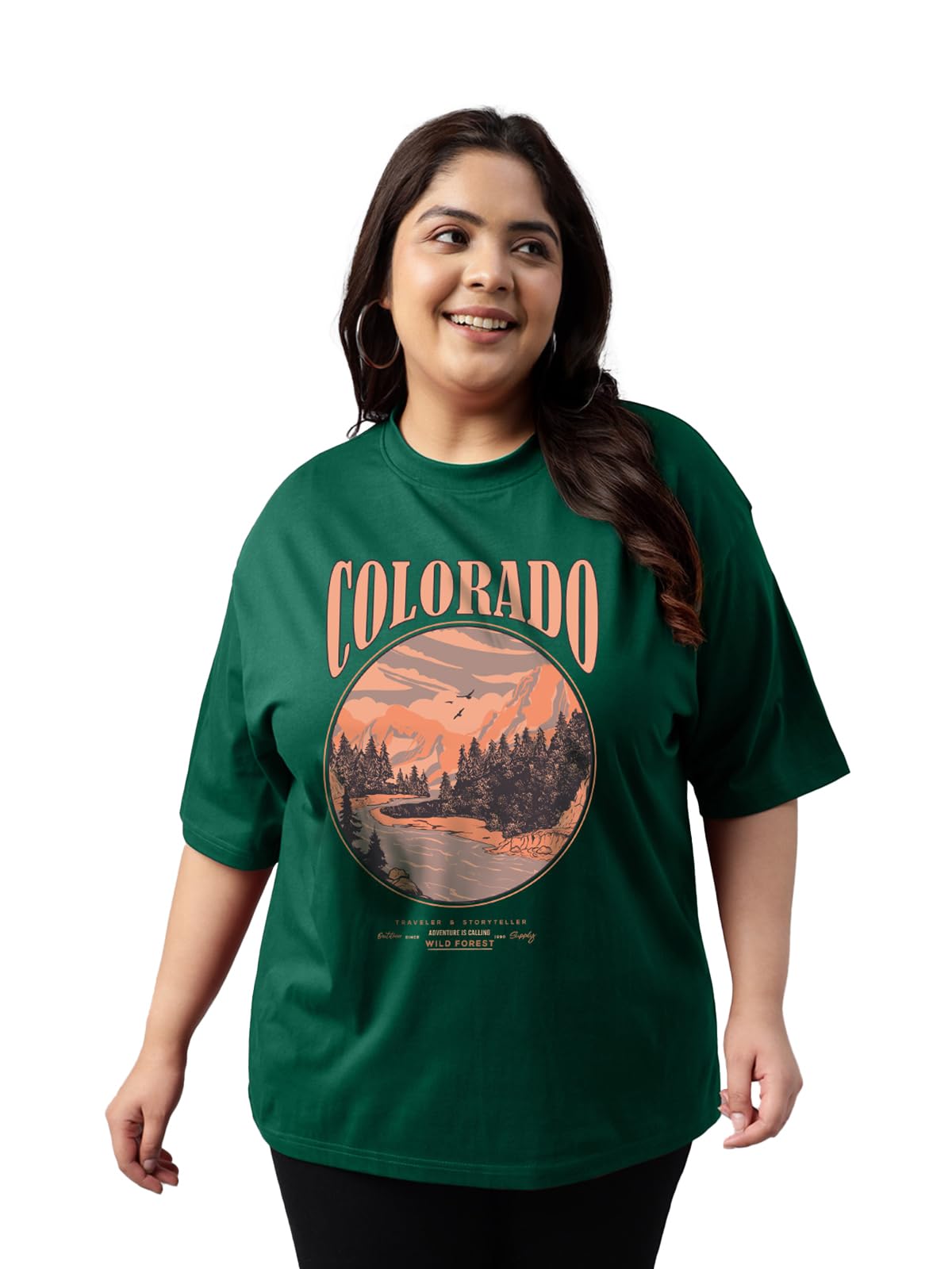 Juneberry 100% Pure Cotton Oversized Fit Latest & Trendy All Over Prints Half Sleeve Plus Size T-Shirt For Women & Girls (Ps_Jbc