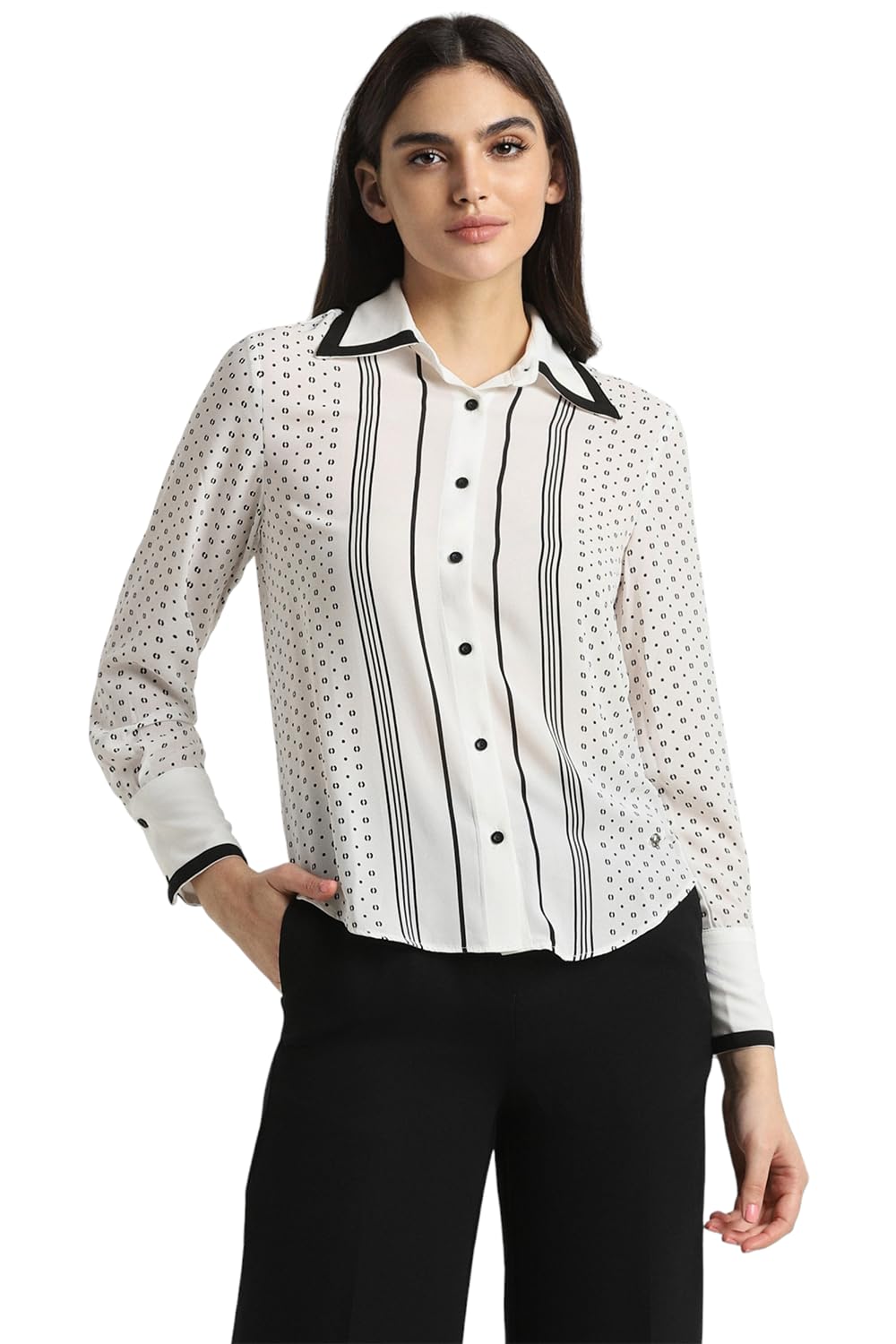 Allen Solly Women Regular Fit Printed Formal Full Sleeve T-Shirt