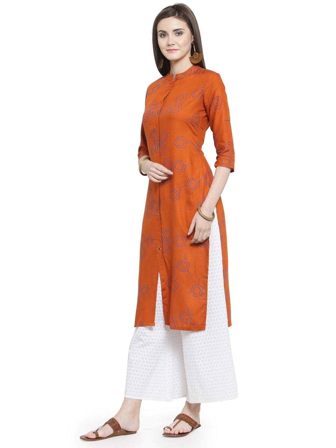 GoSriKi Women's Rayon Geometric Straight Kurta