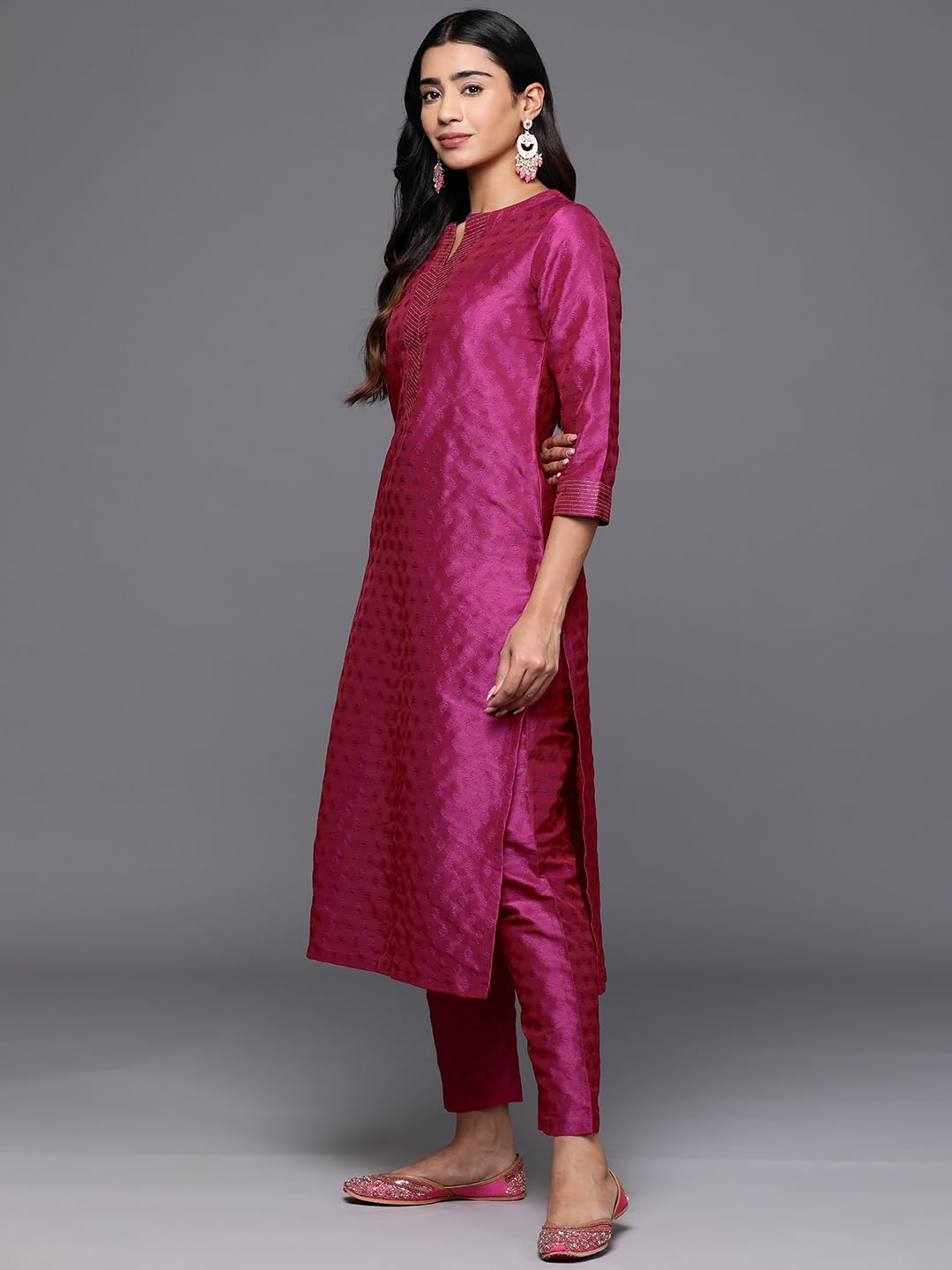 Varanga WomenS Silk Blend Kurta Set (Vskd32018_Vardup022_Pink