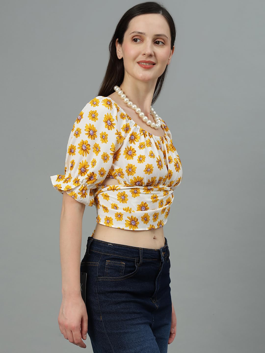 Kotty WomenS Casual Bishop Sleeve Printed Multicolor Top