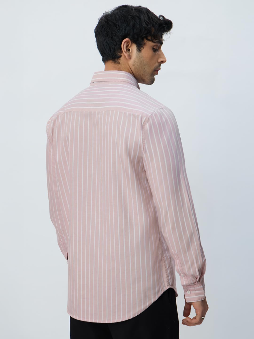 The Souled Store Slim-Fit Shirt: Lilac Stripes Men and Boys Long Sleeves Collared Neck Buttonfront Striped Regular Fit Lightweig