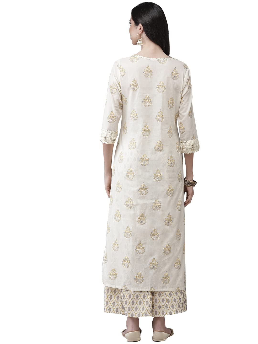 ishin Women's Cotton Blend A-Line Kurta Set