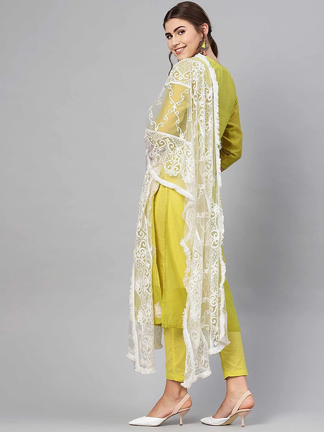 ANNI DESIGNER Women Cotton Blend Printed Kurti Pant And Dupatta Set (White-Show Assorted_Xxl_Assorted_2Xl)