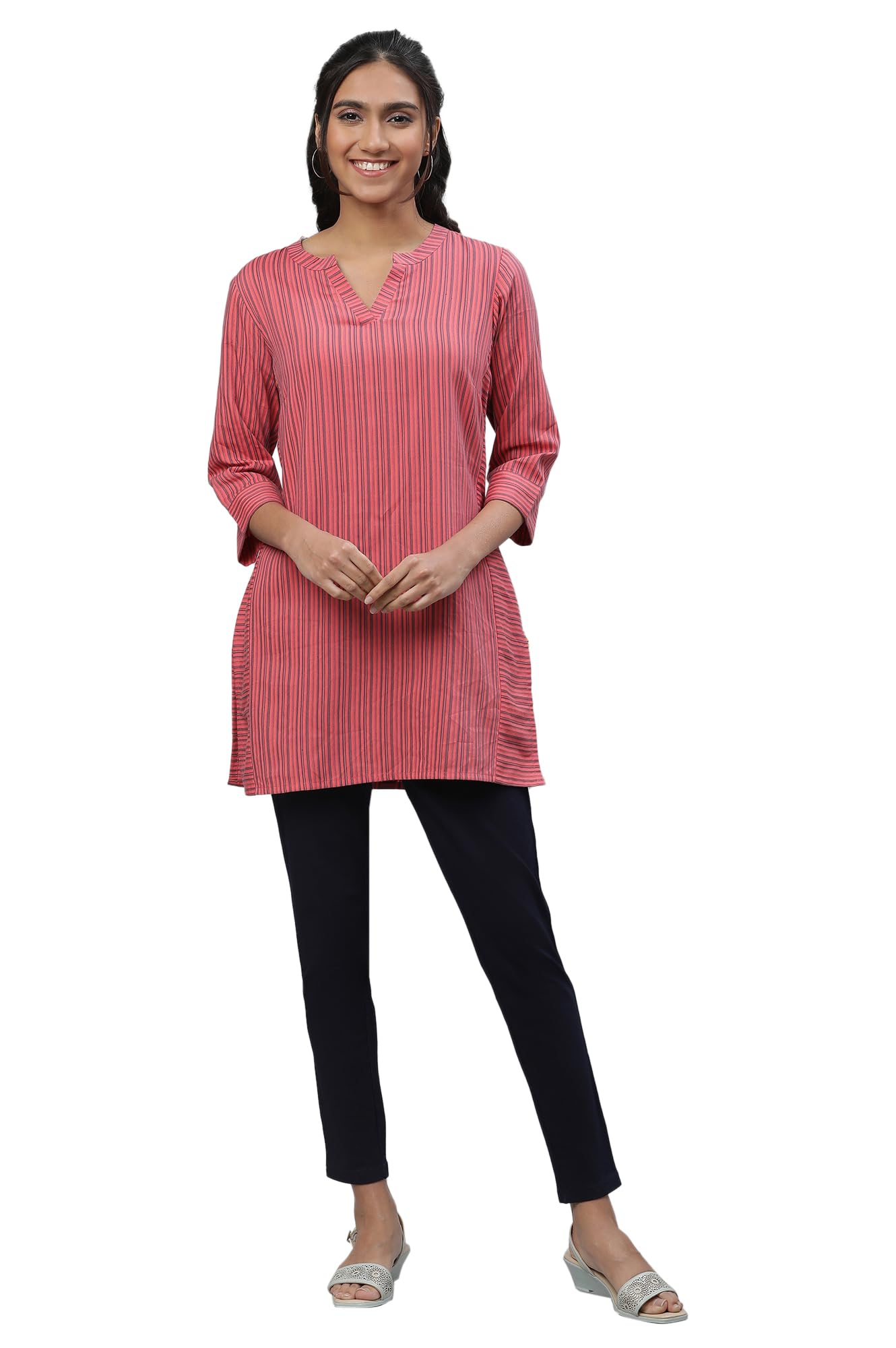Aurelia Women's Dubarry Majolica Blue Yarn Dyed Cotton Blend Kurti_23AUA30319-703383_XS
