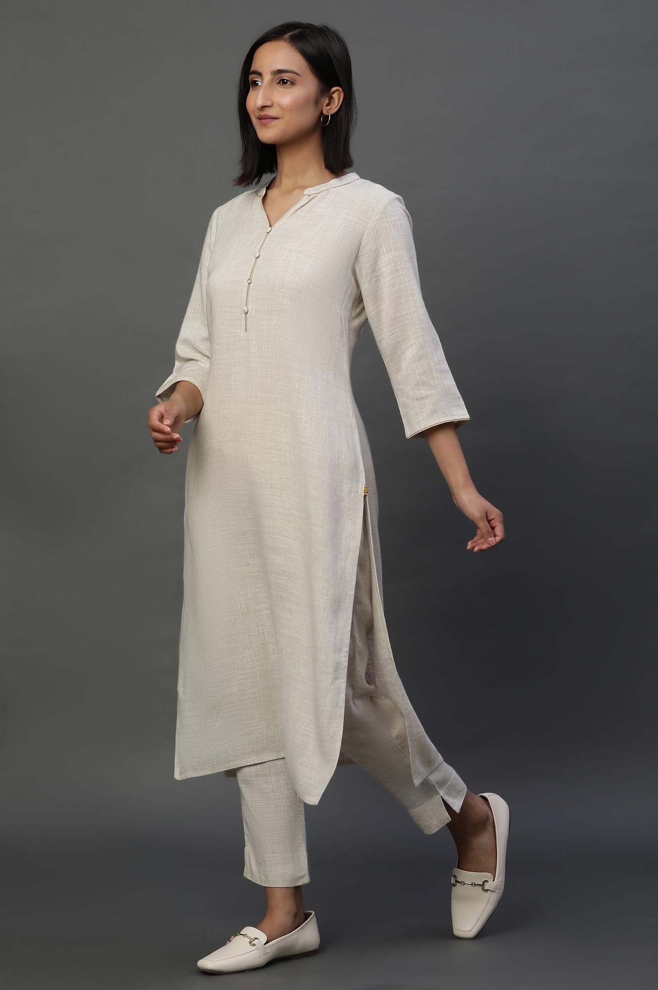 Aurelia WomenS Rayon Regular Kurta (24Fea15023-606393_Natual
