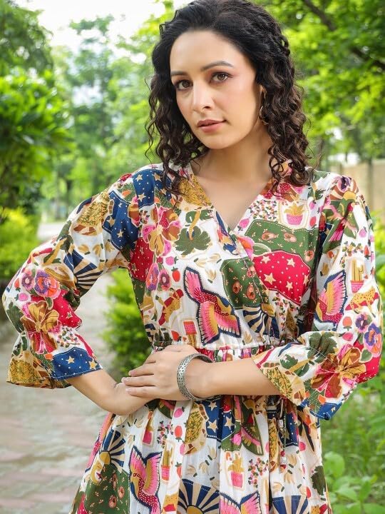 PATLANI Womens Floral Letest Design Digital Print Rayon Full Stitched Top.