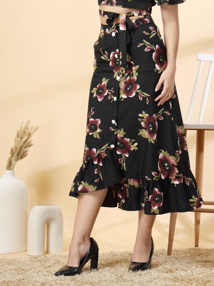 OOMPH! Long Skirts for Women Black - msk202