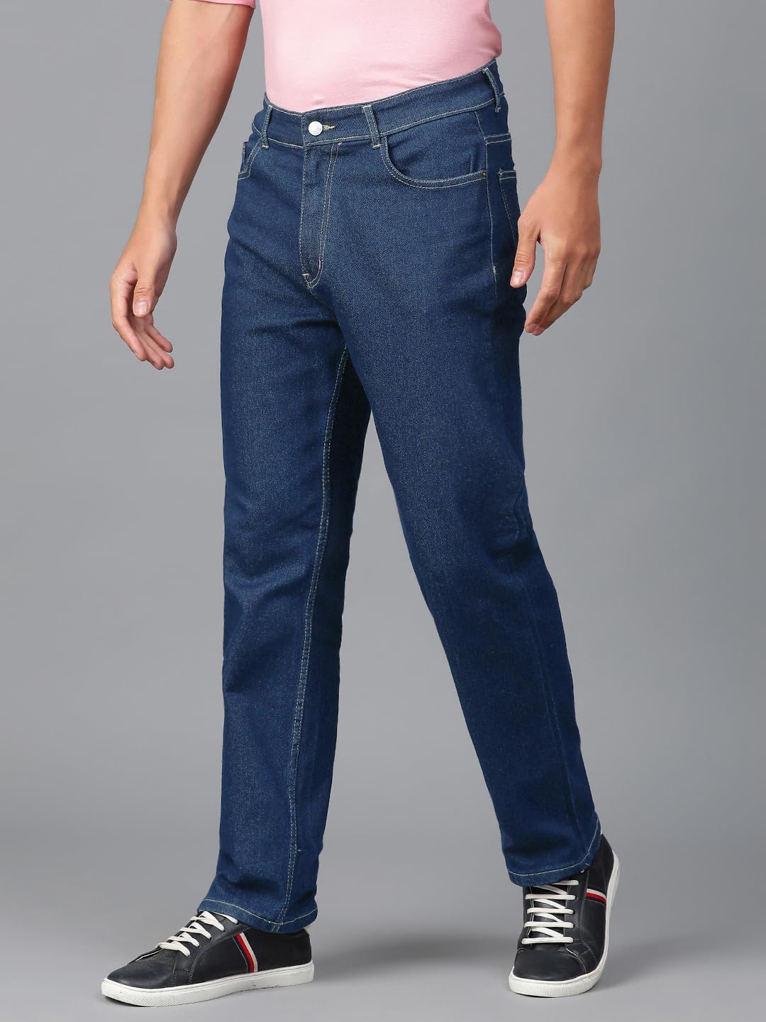 Kotty MenS Solid Mid Rise Comfortable And Strechable Stylish Jeans(Blue,28)