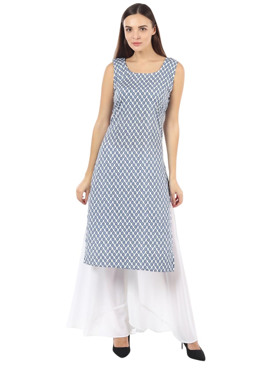PATLANI Womens Crepe Full Stitched Kurti. Blue