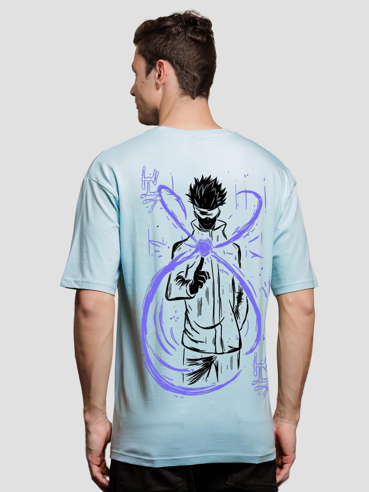 ADRO Oversize T Shirt for Men | Drop Shoulder Cotton T Shirt | Anime Oversize T-Shirt | Luffy T Shirt Gear 5| Trendy Front and B