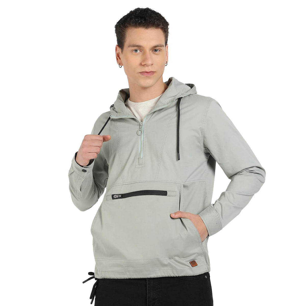 Campus Sutra Mens Car Coat (CBAWF23_CSM-AW-JK0358_Sage Green