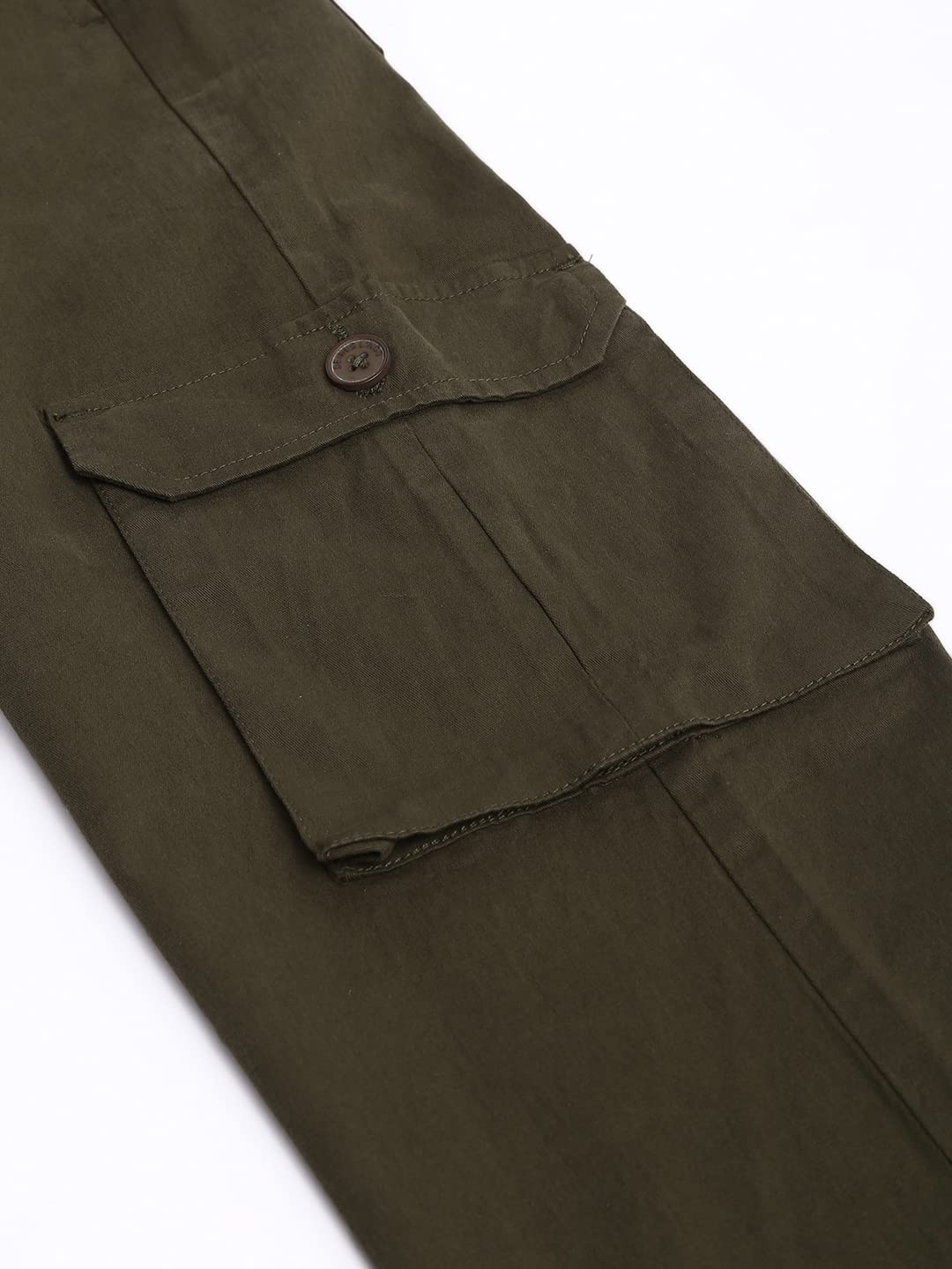Dennis Lingo Solid Cotton Mens Casual Cargo Pant, Tapered Fit, Mid Rise, Ankle Length, Multi-Pocket Drawstring Stretchable Carg
