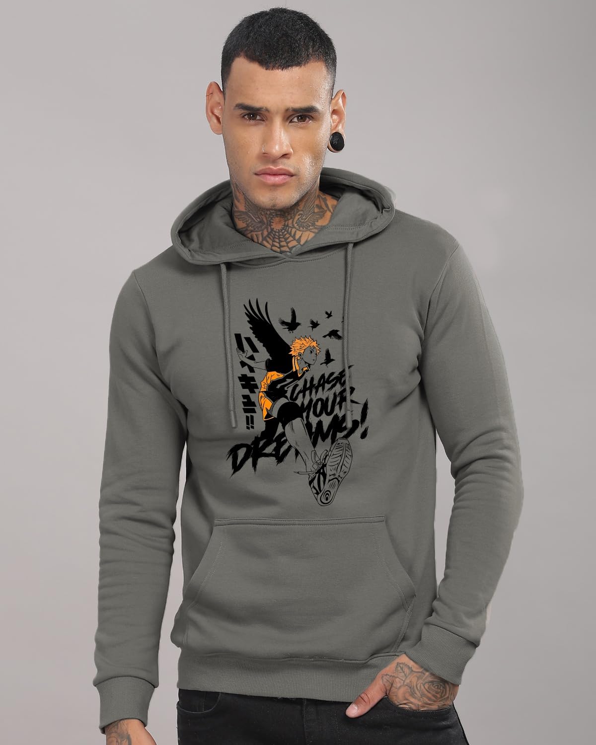 ADRO Anime Hoodies for Men, 320 GSM Soft Cotton Hoodie, Long Lasting Anime Printed Hoodie for Winter | Mens Hoodies | Sweatshirt