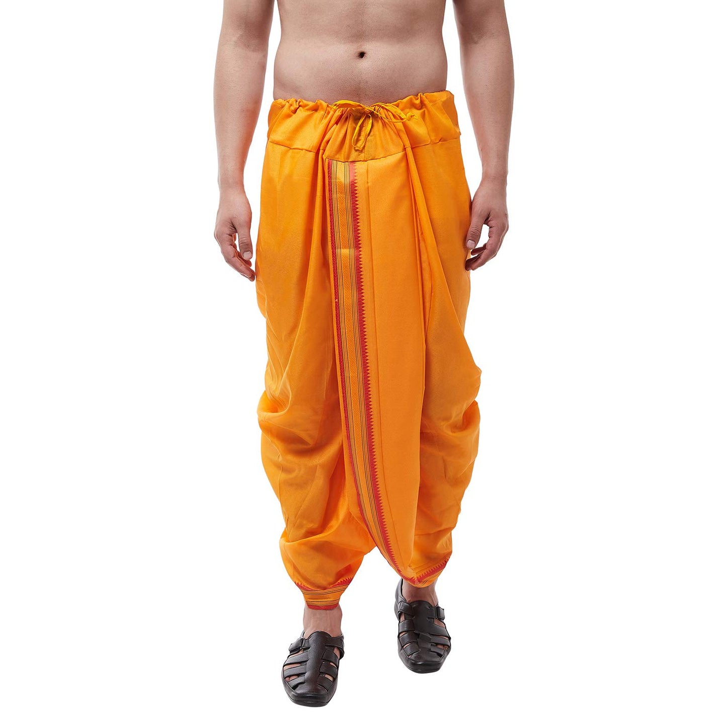 SOJANYA (Since 1958 Men's Cotton Blend Mustard Stitched Dhoti,Size: Freesize