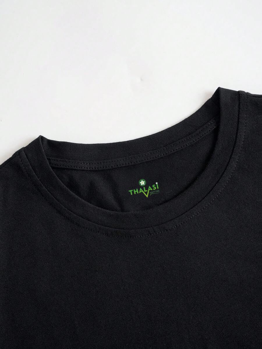 Thalasi Men Cotton Aesthetic Oversized T Shirt For Men - Black T Shirt For Men Stylish | Half Sleeve Oversize Fit Round Neck Tsh