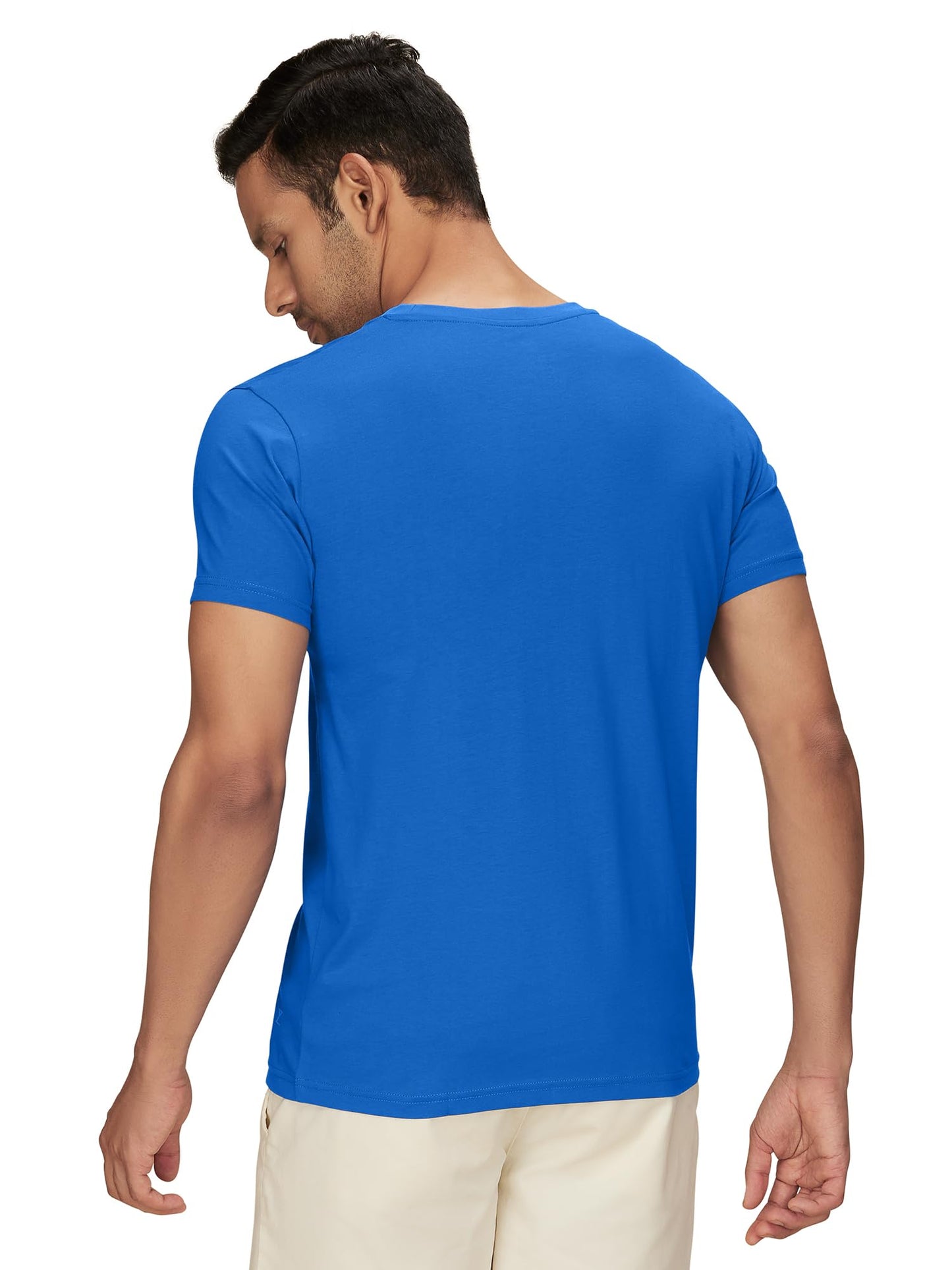 XYXX Mens Solid Regular Fit T-Shirt (XY_CR15_Tshirt_2_Merlot Maroon+Olympic Blue