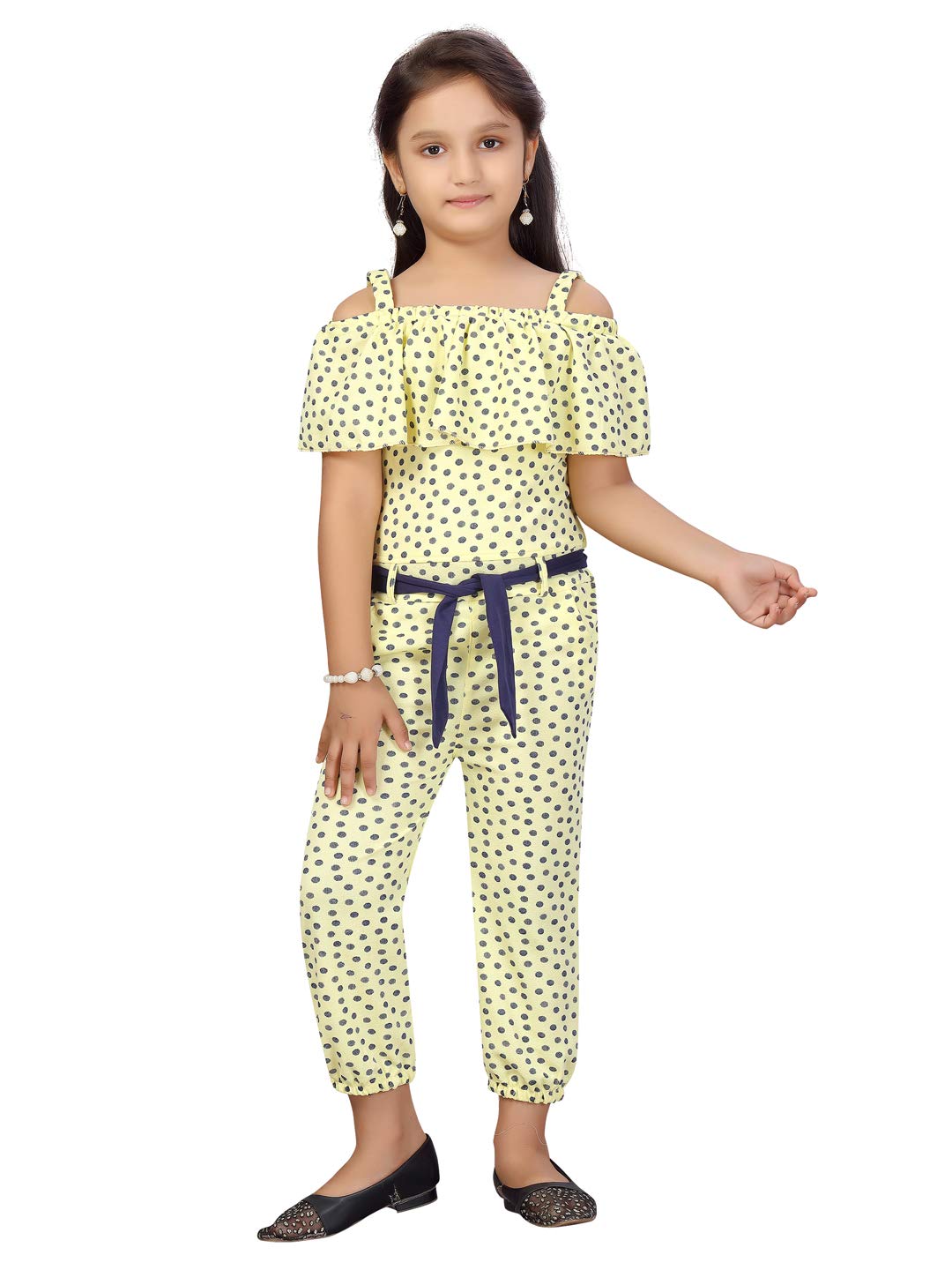 Aarika GirlS Cotton Blend Skater Floor Length Casual Dress (Dr-1609_Yellow_24)