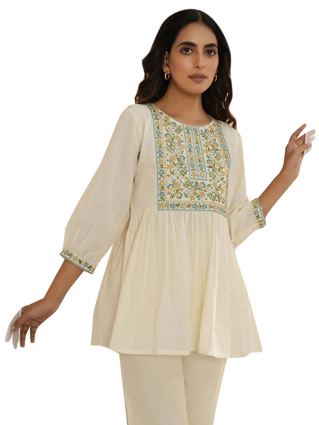 Libas Womens Yoke Design Cotton A-Line Kurti For Women
